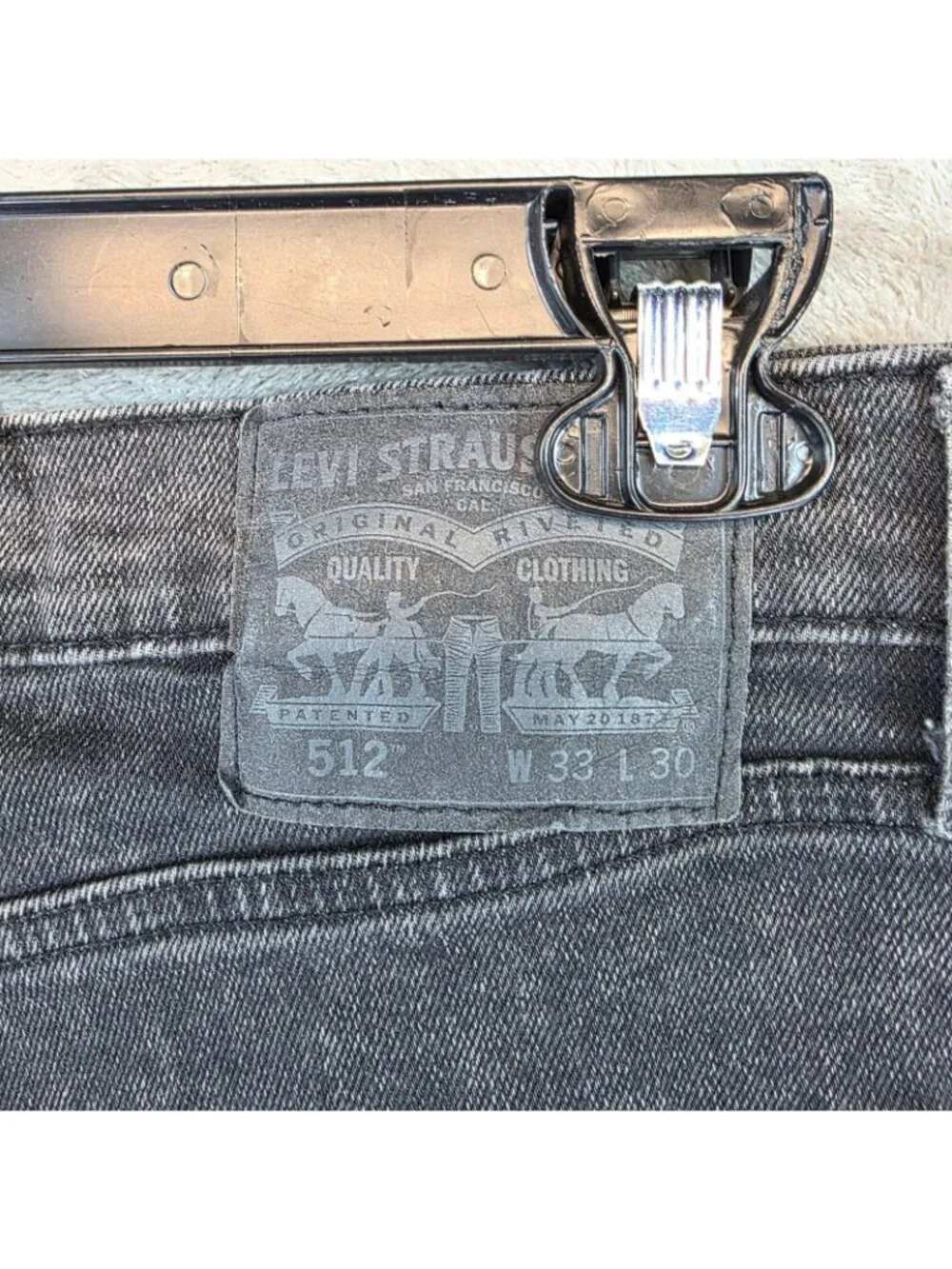 Levis 512 Jeans Mens 33x30 Gray Charcoal Wash Slim Taper Stretch Denim Pants